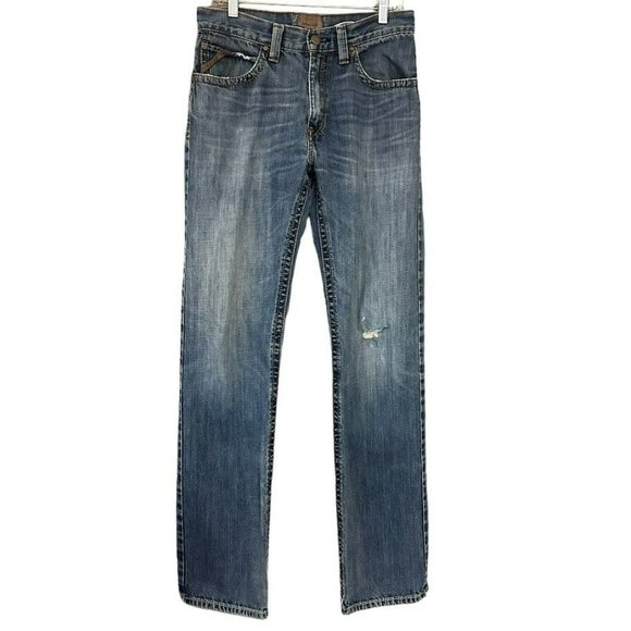 Ariat Mid Wash Straight Leg Distressed Jeans Mens 31 x 36 - Picture 1 of 5